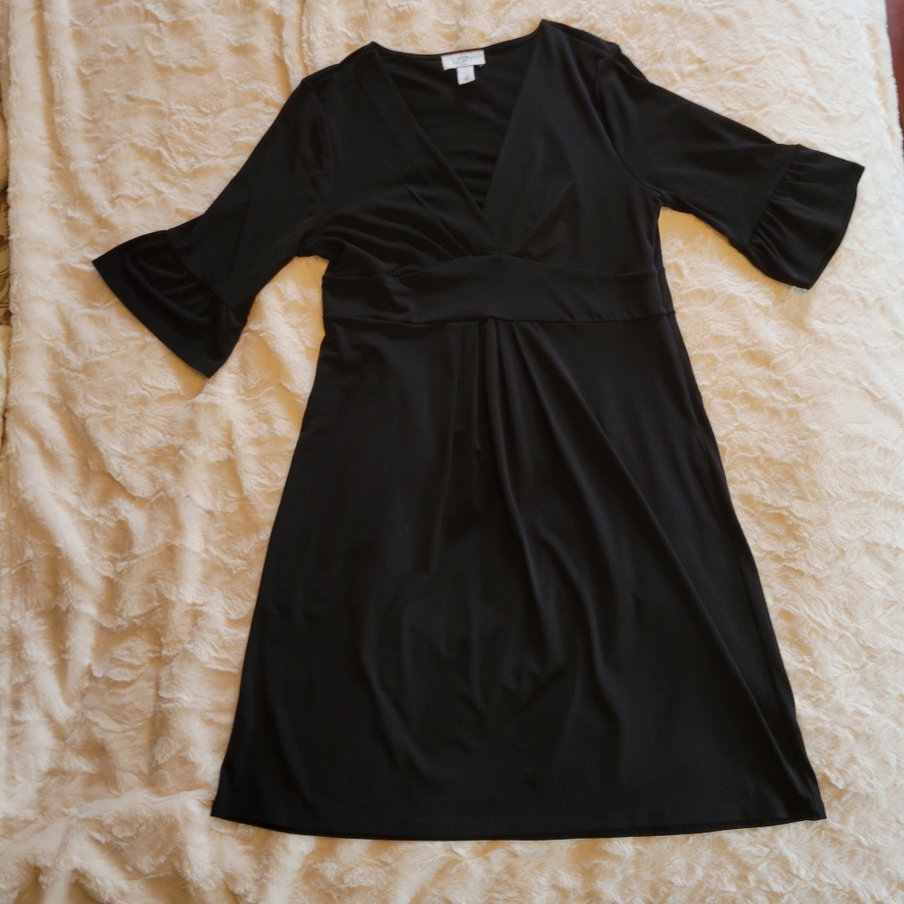 Black Bell Sleeve Fit and Flare Dress